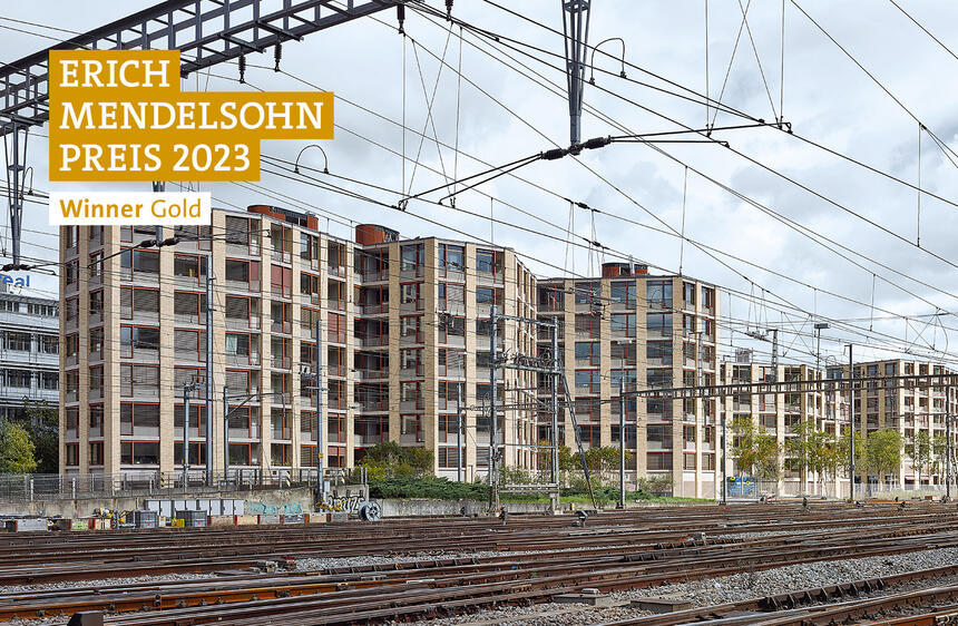 Winner Gold 2023 Wohnungs- und Geschosswohnungsbau | „Gleistribüne“ Wohn- und Geschäftshäuser Zollstrasse-Ost, Zürich/Schweiz | Esch Sintzel GmbH, Architekten ETH BSA SIA