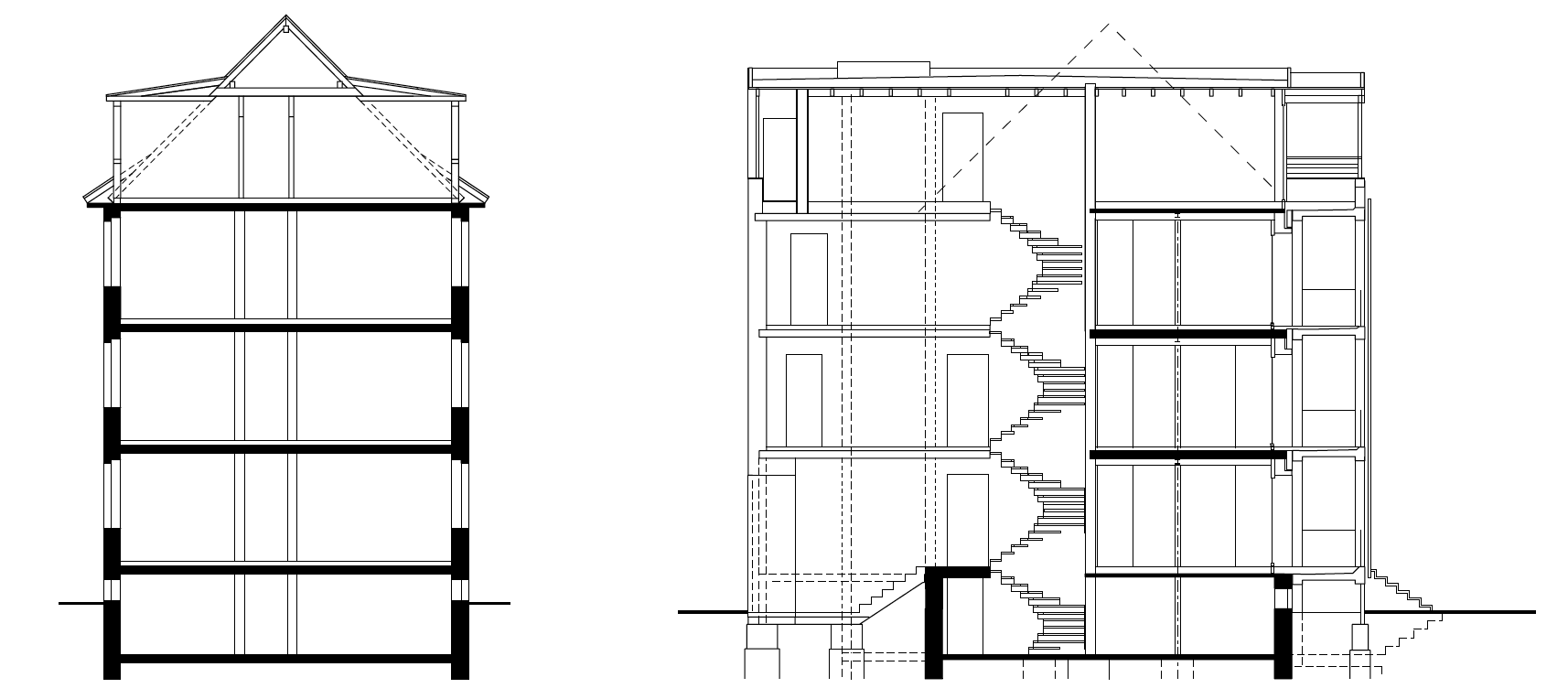 Schnitt alt und nach Sanierung